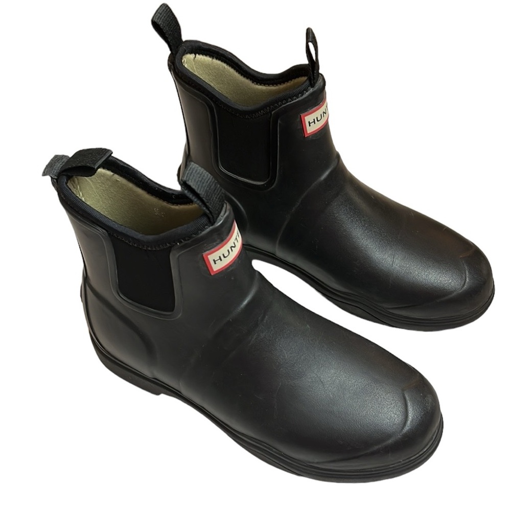 Hunter Men's Black Short Chelsea Rain Boots
